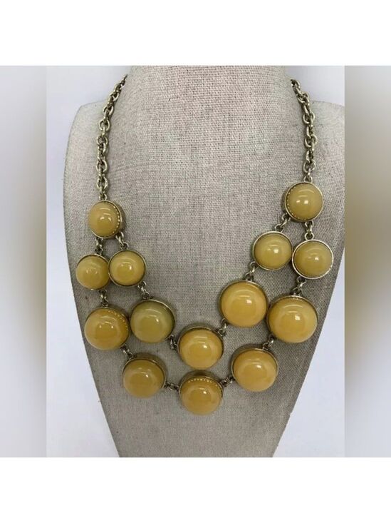 Ann Taylor Jewelry - Ann Taylor Vitage Yellow Cabochon Bib Necklace/Bracelet Set 17"